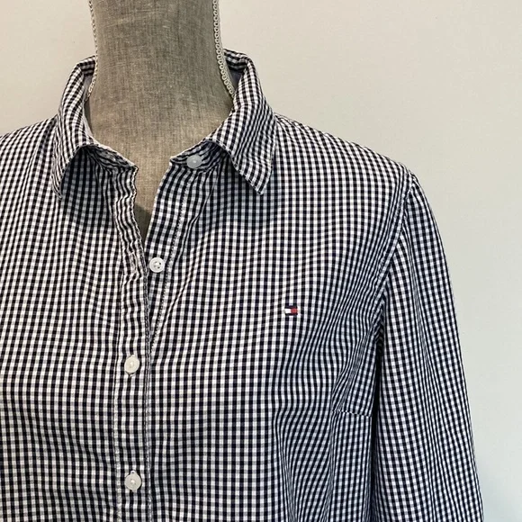 TOMMY Hilfiger Black Plaid  Button Down Shirt Large​​​ - Picture 5 of 13